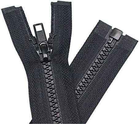 YaHoGa 2PCS #5 27 Inch Separating Jacket Zippers for Sewing Coats Jacket Zipper Black Molded Plastic Zippers Bulk (27" 2pc)