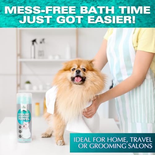 Image of BASIL Microfiber Absorbent and Cooling Towel (Size: 66x43cms & Color: Green) Eco Friendly & Faster Drying Bathing Towels for Pets, Dogs, Cats and Multi-use (Pack of 1)