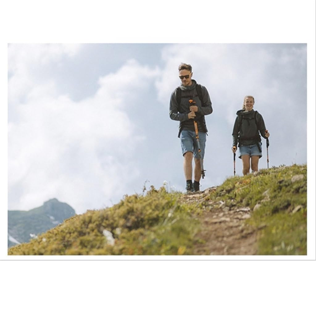 1 x kij trekkingowy z włókna węglowego, przenośny, ultralekki, 3 sekcje, laski Alpenstock, na kemping, piesze wycieczki