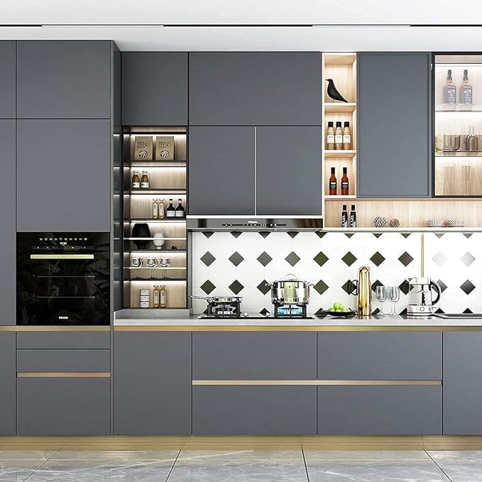 Image of Vinyl Contact Paper Decorative for Cabinets Countertops Kitchen Shelves Liner Self Adhesive Film Peel and Stick Waterproof Removable Wallpaper (Inches 24 x 118, Matte Grey)