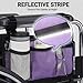 WEEOATAR Wheelchair Side Bags Storage Pouch with Cup Holder, Water-Resistant, Easy to Use with Release Buckle, Side Pocket with Reflective Stripe for Wheelchairs, Walkers or Rollator (Purple)