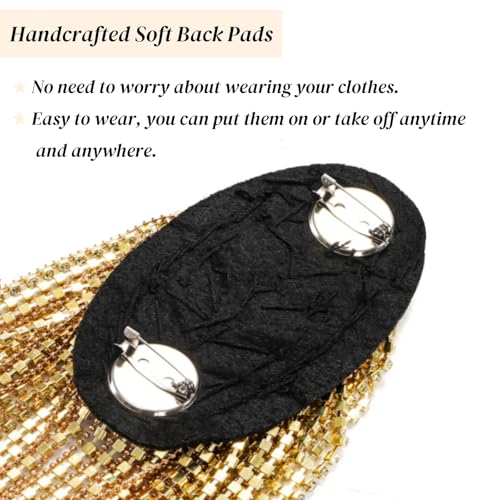 2 Pack Tassel Shoulder Epaulette, Metal Cosplay Ringmaster Shoulder Pads Epaulet with Pins, Gold Rhinestone Beaded Diamond Shoulder Boards Badge Brooch for Men Women Uniform Costume3