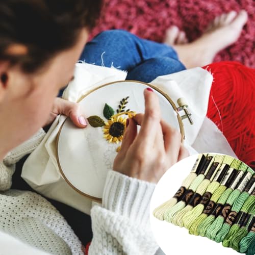 Image of 12 Skeins 105 Yards 6 Ply Green Cross Stitch Floss Embroidery Thread Friendship Bracelet String Variegated Gradient Bulk Polyester Yarn Set for Crochet Knitting Sewing Weaving DIY Crafts