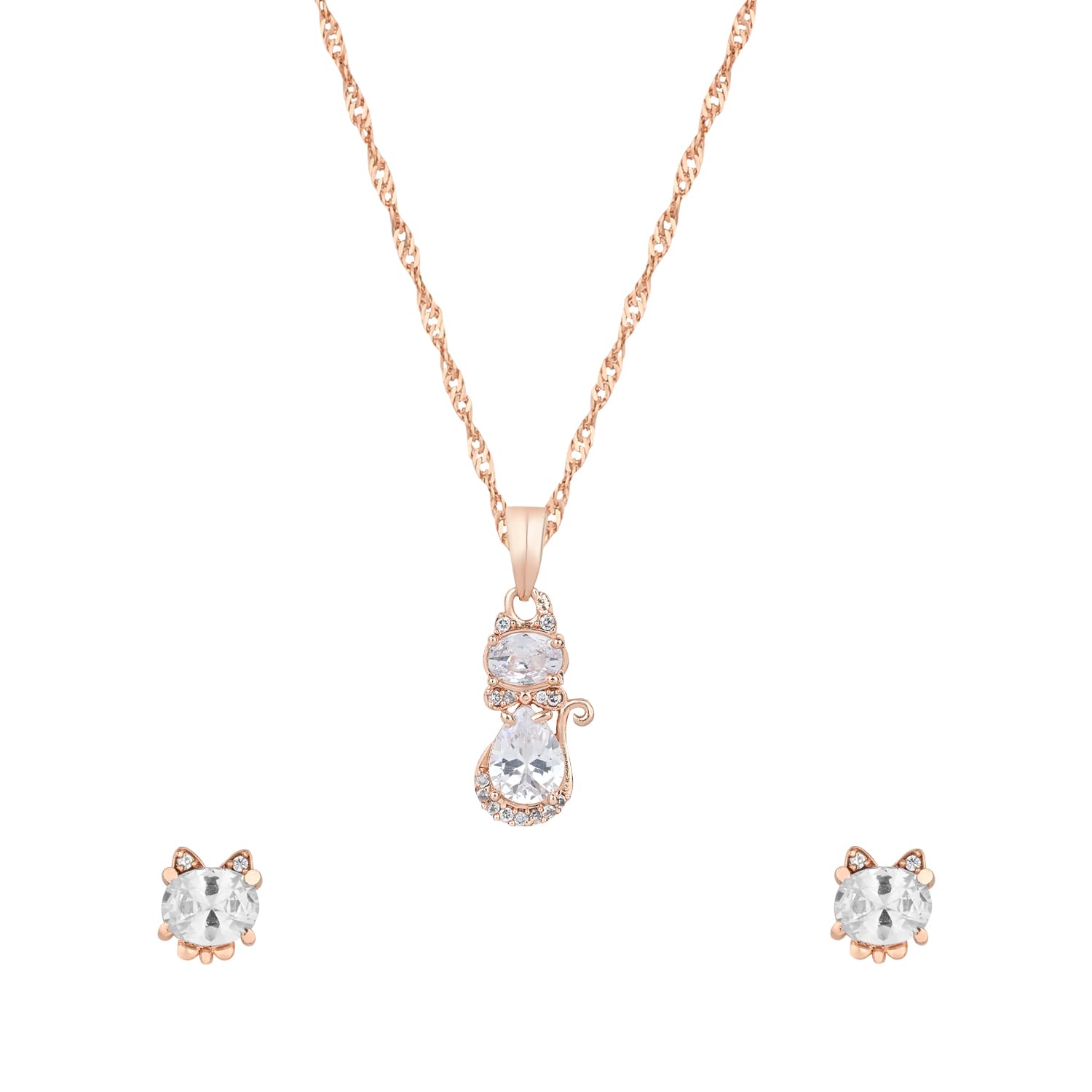 I Jewels Rose Gold Plated Glittering American Diamond CZ Zircon Chain Pendent Necklace Set for Women & Girls (CH46RG) (B098MDQS2S) Amazon Price History, Amazon Price Tracker