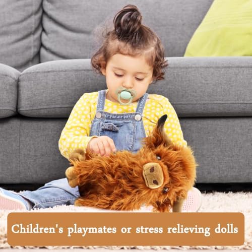 GVMJHYK Highland Cow Soft Plüsch,Hochlandkuh Plüschtier,Schottische Hochlandkuh Kuscheltier Plüschtiere,Realistische Kuscheltier Kuh Toy,für Party Geburtstag Weihnachten Geschenke