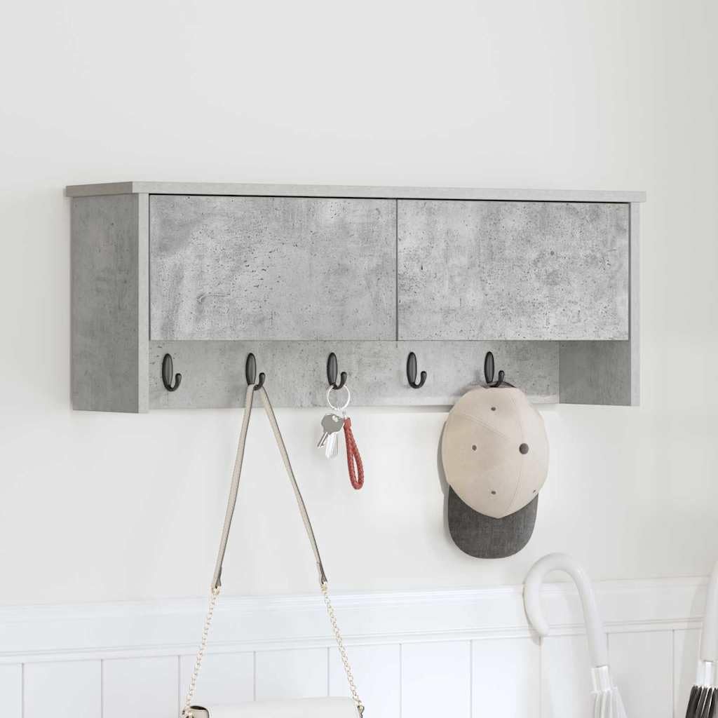 Table de chevet murale - Support mural en bois gris béton - Étagère suspendue - Organiseur pour salon, chambre à coucher, cuisine, salle de bain, couloir, bureau