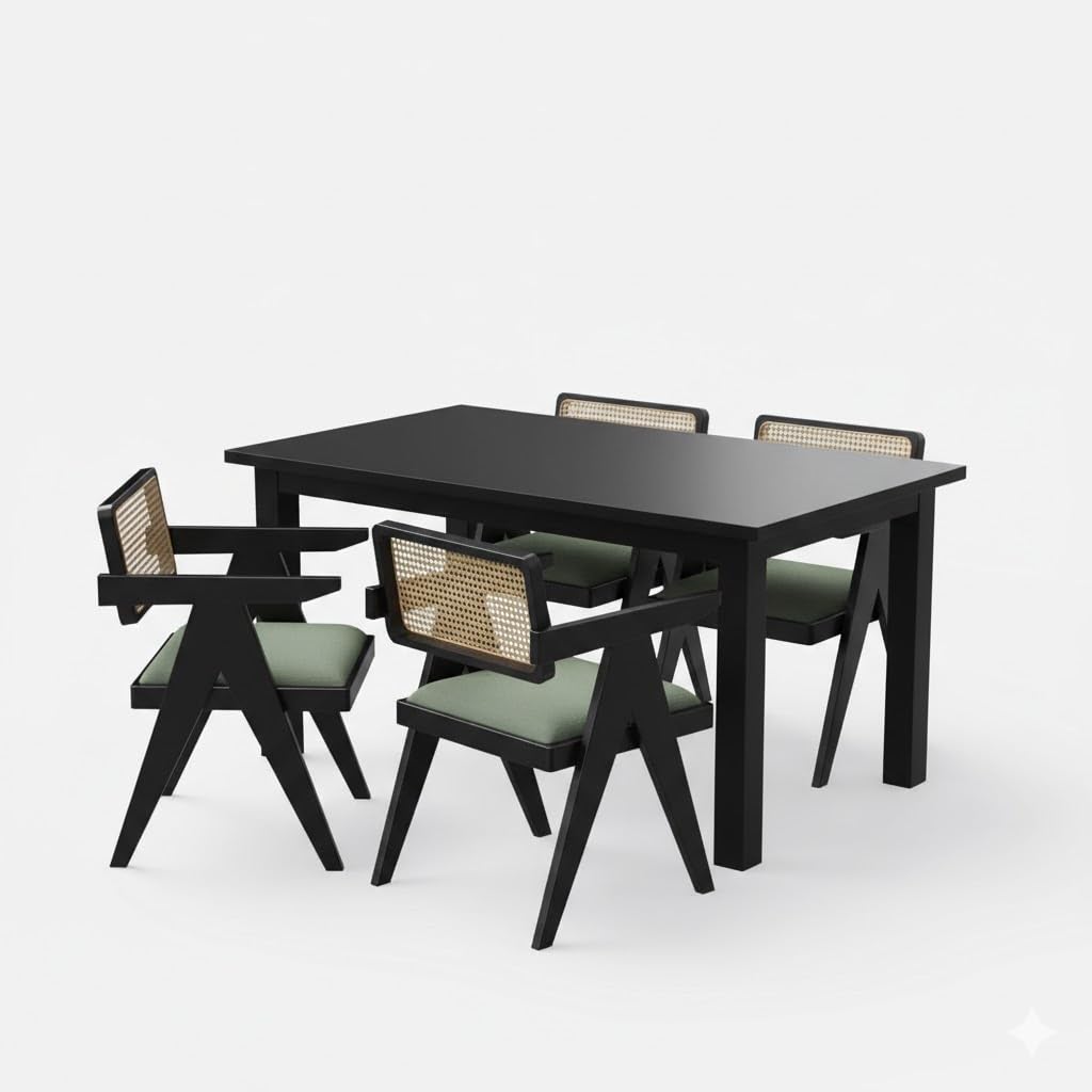 FLATU ART Wooden Dining Table, Oak, Rectangular, Modern Style, 4 Seater, Assembly Required (Walnut, (4 Seter) 1 Table(130 cm x 90 cm x 76 cm))
