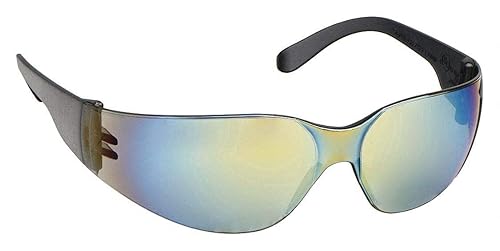 Gateway Safety 467M Starlite - Lentes de seguridad con patillas grises, lentes de espejo dorado