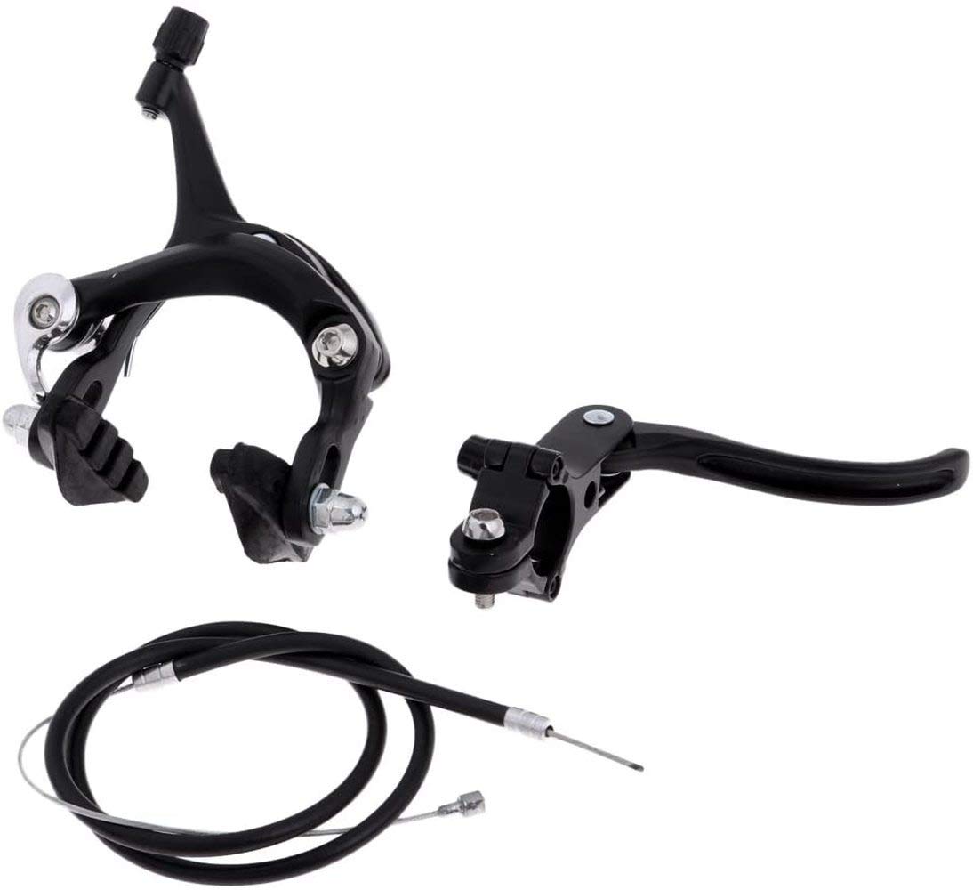 Sitrda Alloy U Brake Caliper Levers &Cable Kit Front Rear Pair Set Replacement for BMX Bicycle Repair Parts Accessory (Front Black)