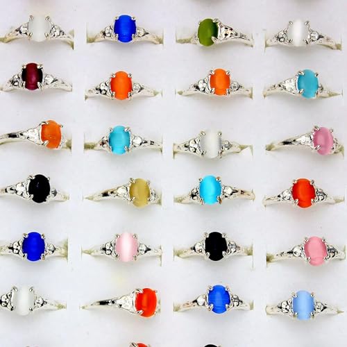 100pcs Wholesale Lots Mixed Style Cat's-Eye Stone Rings for Women