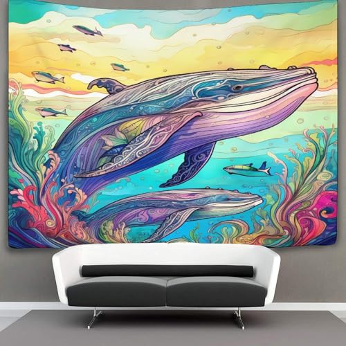 Poster mural baleine déco de plage et couverture murale suspendue - 3