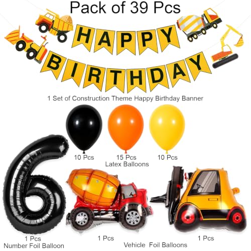 Image of Construction Theme Birthday Party Supplies, Pack of 39 pcs for Kids