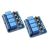 DZS Elec 2-Pack 5V 4-Channel Relay Module With Optocoupler Active Low Level Amplifier Trigger JD-VCC Relay Power VCC Power