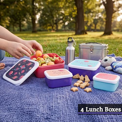 Práctica lonchera infantil apilable con compartimentos bento para excursiones y colegio 3