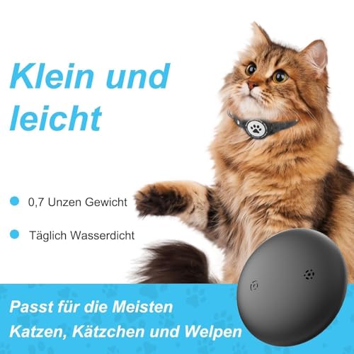 JIARUI GPS Tracker Katze, Mini SmartTag Tracker Ohne ABO für Katzen, (nur IOS) Reflektierendes GPS Katze Halsbänder, Tracking Standort von Haustieren, Arbeite mit App Find My