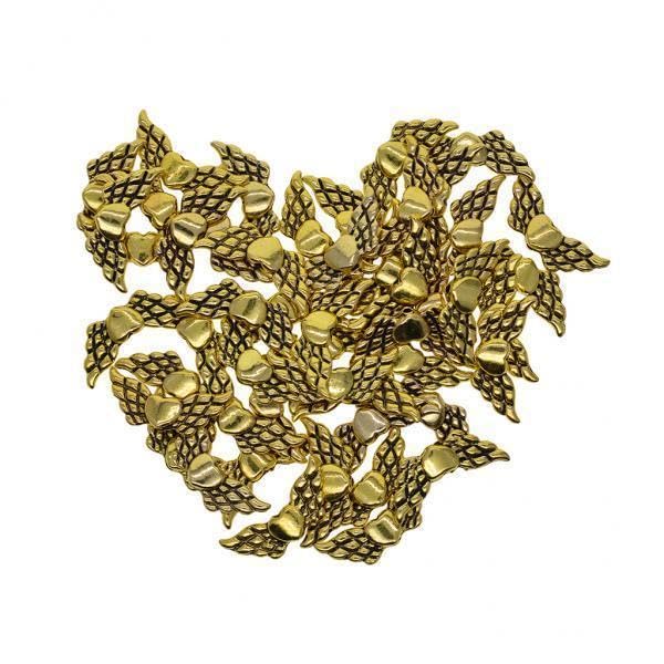 SNAPPSY 3x50Pcs Antique Gold Metal Angel Wing Heart Spacer Beads Jewelry DIY Making-picture-41