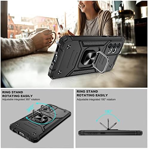 Jshru for Samsung A33 5G Case,[Military Grade Protection] Galaxy A33 Anti-Scratch and Shockproof Cover with Screen Protector,Armour Ring Kickstand Case for Samsung Galaxy A33 5G,Black