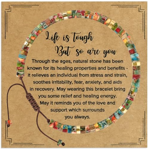 VIBILIA Get Well Gifts for Women, Inspirational Gifts for Women, Natural Stone Healing Bracelet, Thinking of You Encouragement Gifts Strength Bracelets for Women on Birthday Christmas, Imperial