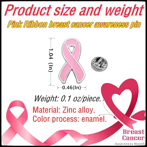 25/50/100/200 pieces Breast Cancer Awareness Lapel Pins Pink Hope Ribbon Brooch for Doctors nurses Backpack hat and clothes Women Girls Charity Public Social Event Fundraising activity bulk2