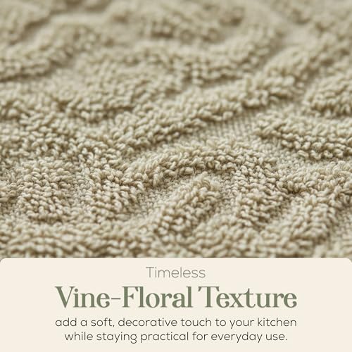 Image of 4 Pack Hand Towels, Cotton Sage Green and White Floral Kitchen Towel, Soft and Absorbent Hand Drying Towels 18 x 28