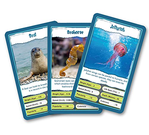 Image of Kaizen MicroLessons: Aquatic Life Smart Trump Cards. Cards to Enhance General Awareness for Age 6-13. Learn While Playing. General Knowledge for Kids, Adults and Families. Gifts for Kids