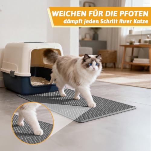 Pieviev Katzenklo Matte, Katzenstreu Unterleger Wasserdicht, 61x38cm Grau – Ansicht 5