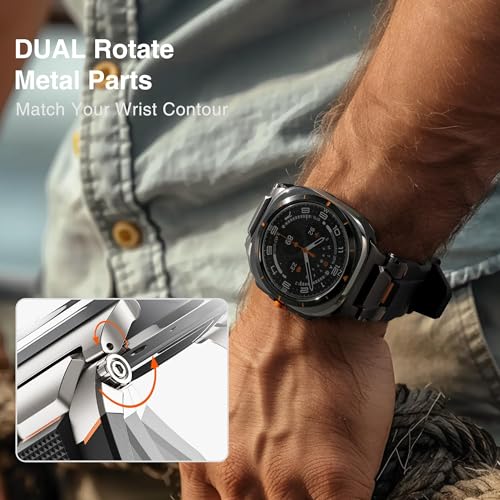Image of ULTIMAL Watch Band for Samsung Galaxy Watch Ultra 47mm (2025 /2024) Compatible with Samsung Watch Strap Bands for Men Sport Bands for Watch Rugged Premium TPU & Metal (Black+Black)