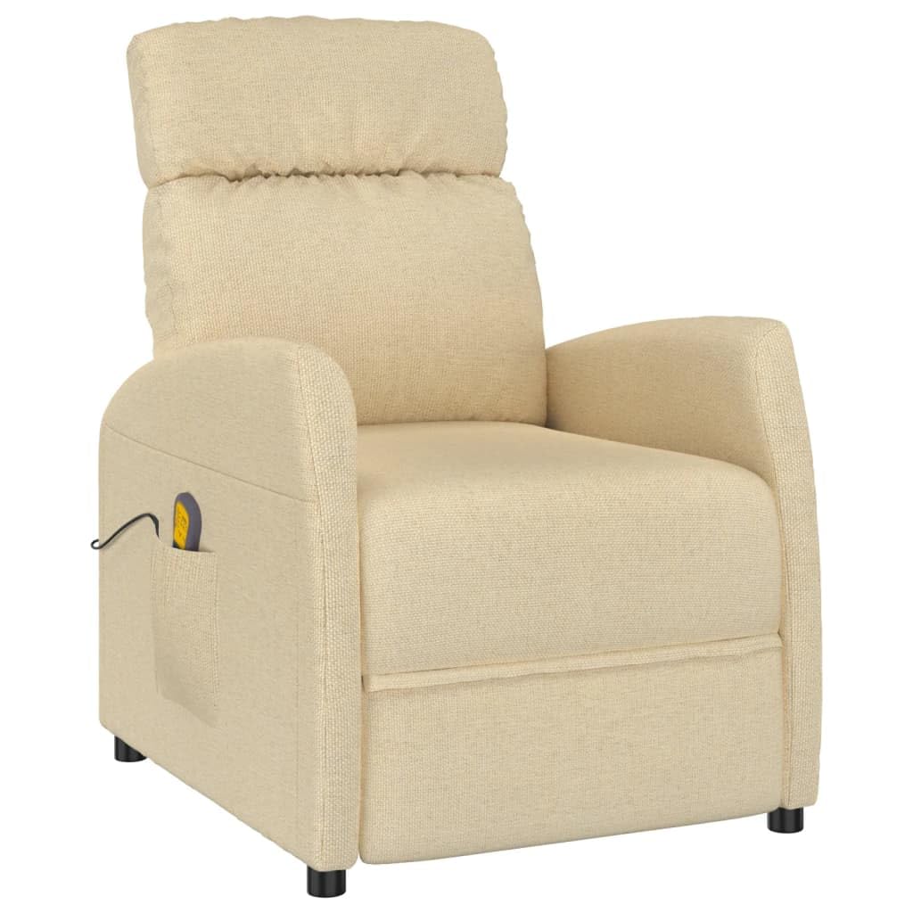 Massage Chair Cream Fabric, Home Office Relax Recliner, Massaging Electric Chairs for Body, Relaxing Heat and Therapy, Plywood, Iron, Foam