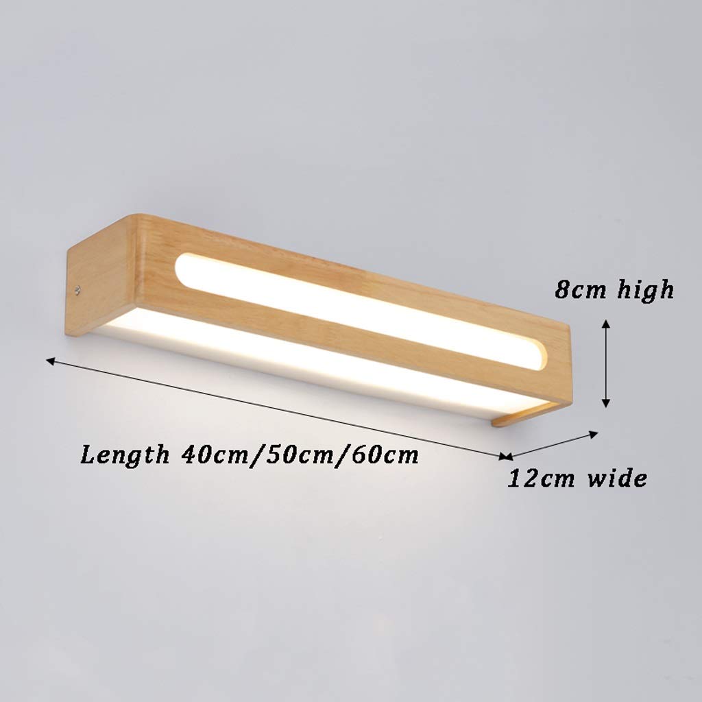 Lampa ścienna do łazienki, nordycki reflektor do lustra, prosta lampa łazienkowa, lampa do makijażu, lampa LED z lustrem z litego drewna, lampa na toaletkę, lampa ścienna