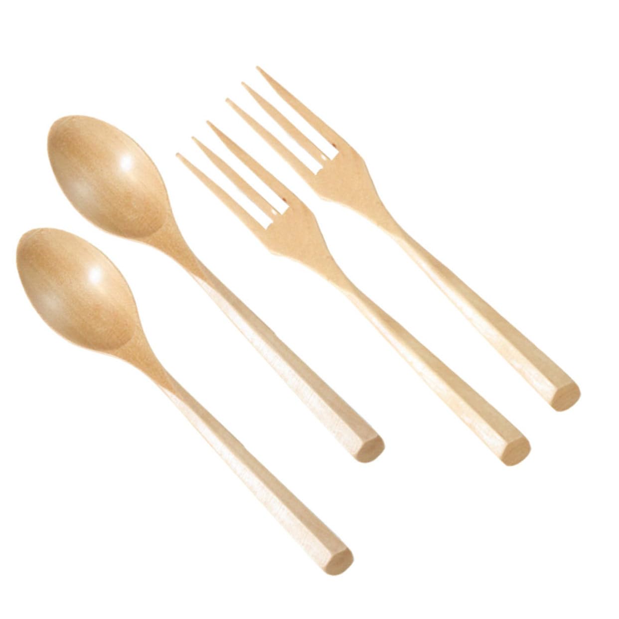 minkissy Wood Fork Spoon Set Salad Forks Spoons for Hotels Cafes and Home Easy to Clean