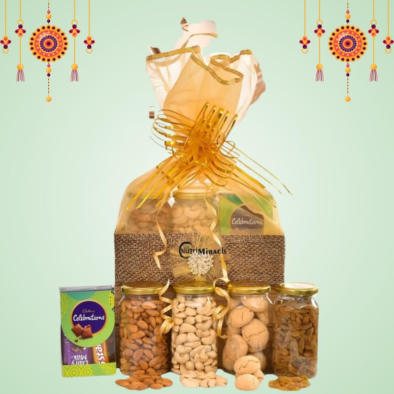 Image of NUTRI MIRACLE Raksha Bandhan Gift Pack for Bhai | Dry Fruits Hamper to Celebrate Bond