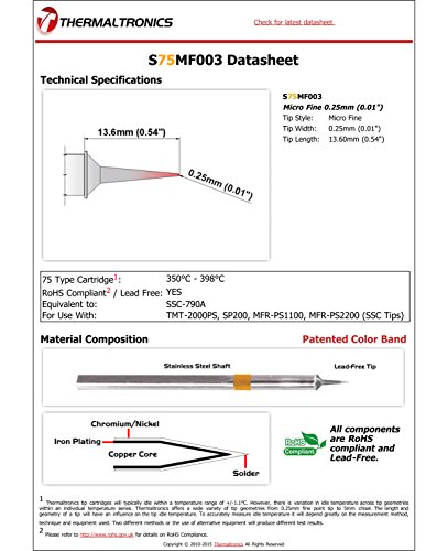 Image of Thermaltronics S75MF003 Micro Fine 0.25mm (0.01in) interchangeable for Metcal SSC-790A