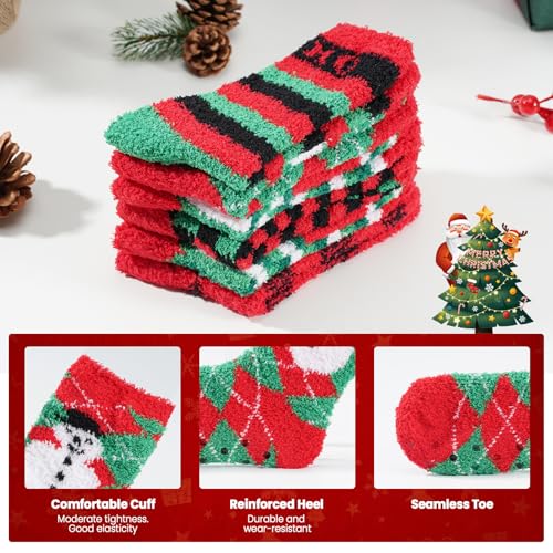 Gilbins Mens-Womens Christmas Holiday Fuzzy Socks with Grips Non Slip Skid Slipper Fluffy Hospital Winter Crew Sleep Socks3