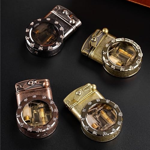 Encendedor retro steampunk doble llama butano negro miniatura 7