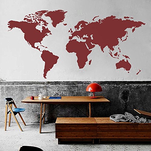 Mairgwall World Map Wall Decal The Whole World Wall Vinyl Art Sticker For Home And Office (Brown, 40" H X 80" W) #TOP1