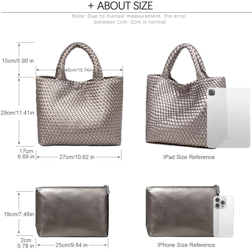 Image of JINMANXUE Fashion Woven Bag Shopper Bag Travel Handbags and Purses Women Tote Bag Large Capacity Shoulder Bags