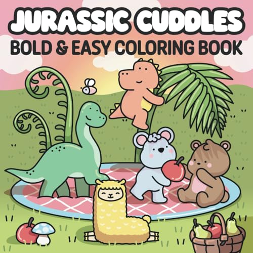 Jurassic Cuddles: Bold & Easy Coloring Book for Adults and Teens