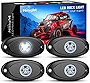 Nilight LED Rock Light 4PCS White Light Pods Waterproof Under Body Wheel Well Light Exterior Interior Lights for Car Truck Pickups ATV UTV SUV Motorcycle Boat, 2 Years Warranty