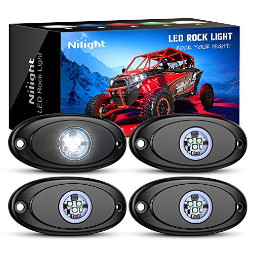 Nilight LED Rock Light 4PCS Underglow Wheel Well Pods Waterproof Exterior Underbody Roof Rack Side...