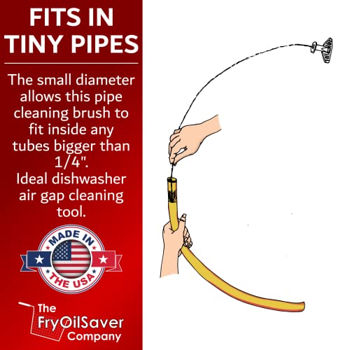 Fryoilsaver Co | B291C Flexible Dishwasher Cleaning Brush | Cpap Hose Cleaner | 1" By 1.75" Bristle Head | Vinyl Pipe Cleaner Tool, Extra Long 48" Aquarium Cleaning Brush #TOP4