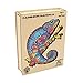 Puzzle Animaux Bois Adulte et Enfant, CAMÉLÉON, Puzzles pièces en Forme d'animaux, Casse-tête en Bois, Puzzle Animal décoratif, développement intellectuel, Idée Cadeau, Sticker Fixation Murale Offert