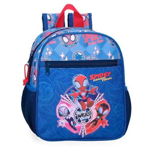 Disney Marvel Spidey Power of 3, zaino per bambini, zaino per scuola, spalline larghe, ergonomiche e imbottite, varie tasche. Joumma Bags., blu, Zaino prescolare