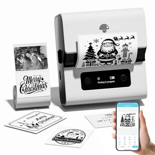 Phomemo M221 Impresora portátil Impresora térmica de Etiquetas Bluetooth，Adecuado para código de Barras, Oficina, envío, Cable, Tienda, Ropa，para Smartphones y PC, con Etiqueta de 40x30 mm,Blanco