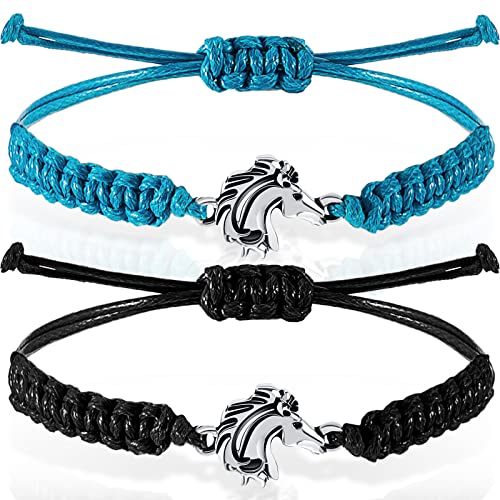 MTLEE Horse Bit Charm Bracelet 2 Pcs Horse Lovers Equestrian Jewelry Adjustable Hose Charm Bracelets for Teens Girls Boys