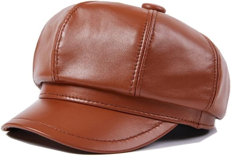 Ladies Leather Hat Leather Hat Women's Octagonal Beret Duck Tongue