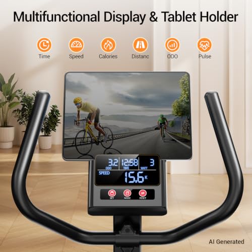 Image of CURSOR FITNESS Exercise Bike, Stationary Bikes for Home with Brake Pad | Indoor Cycling Low Noise Bike for Home with Exclusive App, Spin Workout Bike with Tablet Mount, 300 lb Weight Capacity