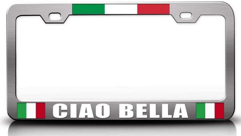 CIAO Bella Italian Flag Metal Car SUV Truck License Plate Frame Ch z84