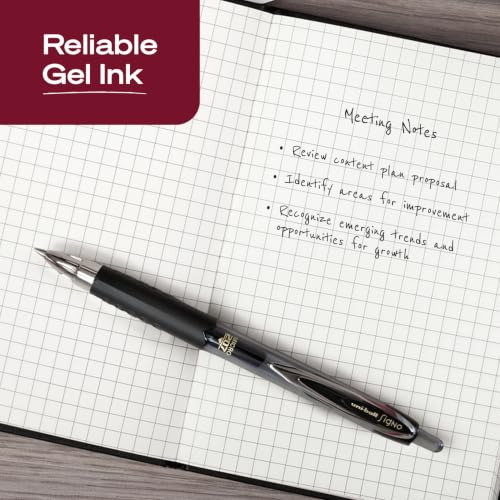 Image of uniball 207 Gel Pens, Black Ink, 0.5mm Micro Point, Retractable, 12 Count, Smooth Writing, Fraud-Resistant, uni Super Ink