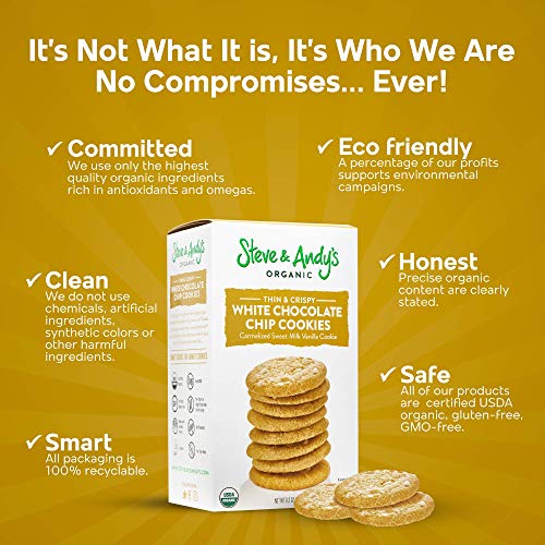 Steve And Andy’s - Crispy And Crunchy All-Natural Vanilla White Chocolate Cookies, Gluten Free Cookies For Dessert, No Corn Syrup, No Tree Nuts, Kosher, Non Gmo (2 Pack) #TOP1