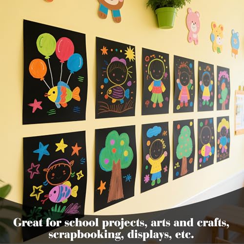 Image of 100 Pcs Black Poster Board 11.7 x 16.5 Poster Paper, ROOKEA Vision Boards Posterboard Bulk for School Projects Classroom Arts Craft Presentations Drawing Scrapbooking Blank Graphic Display